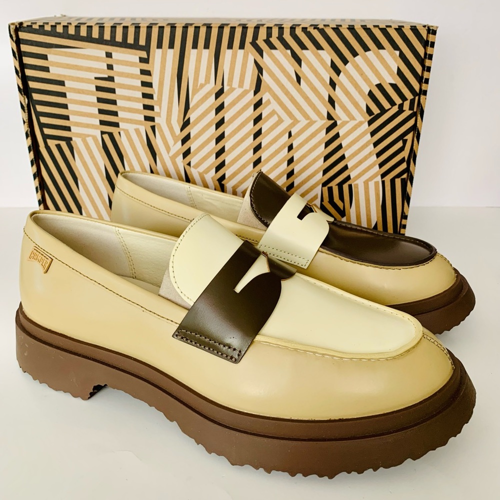 Camper Beige and Brown Loafers
